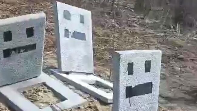 Кадр видео из соцсетей с могилами на кладбище в селе Кролевцы Приморского края