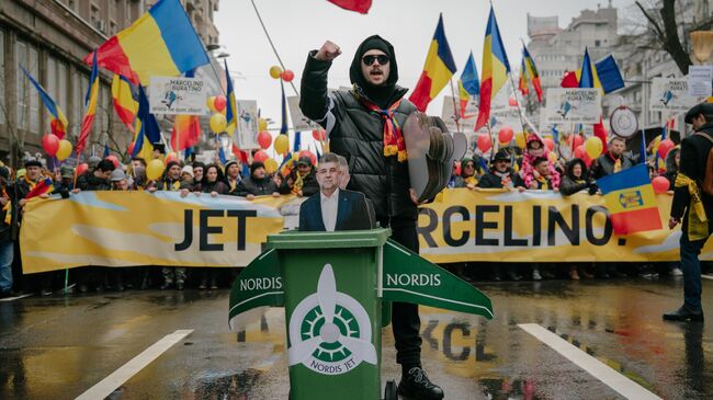 Антиправительственный митинг в Бухаресте, Румыния 