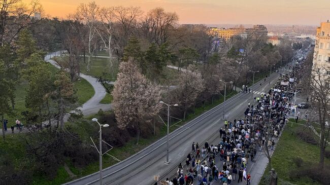 Акция протеста в Белграде, Сербия. 7 марта 2025