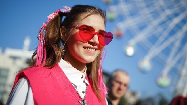 Участница женского забега Beauty Run, который прошел 8 марта в Городском Саду в Краснодаре