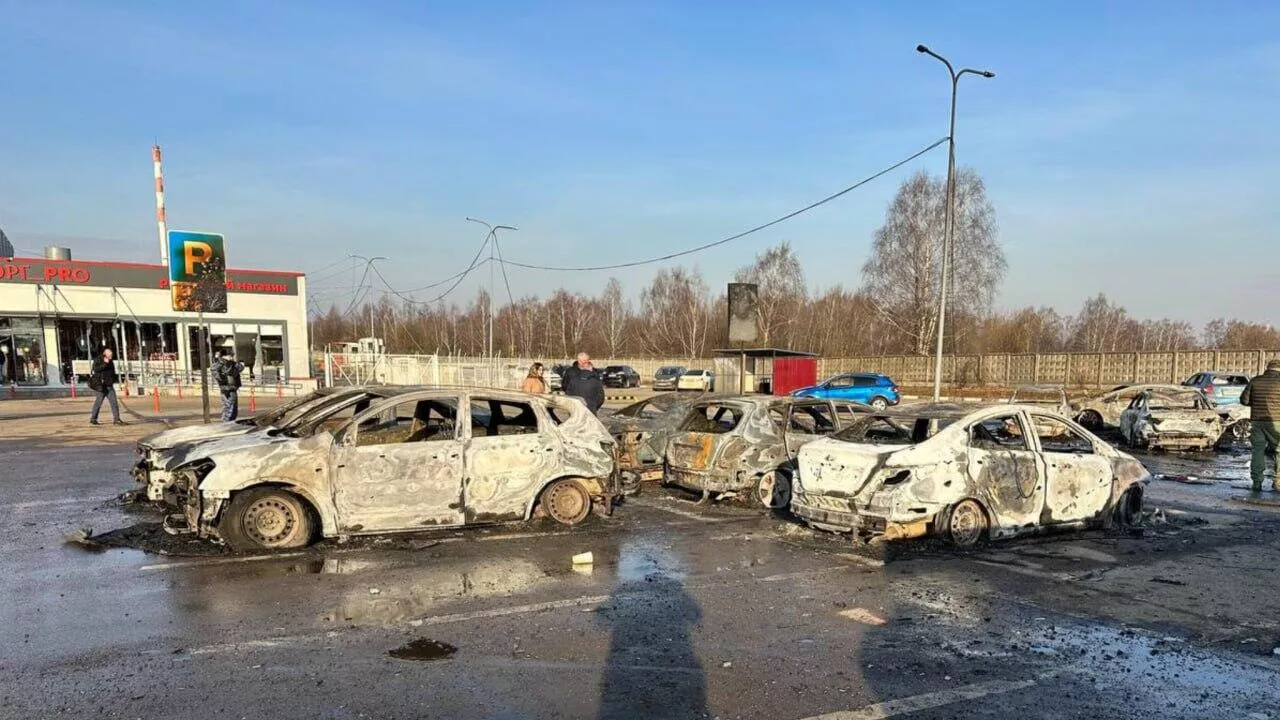 Сгоревшие автомобили на парковке у дистрибьюторского центра компании Мираторг в Домодедово Сгоревшие автомобили на парковке у дистрибьюторского центра компании Мираторг в Домодедово - РИА Новости, 1920, 11.03.2025