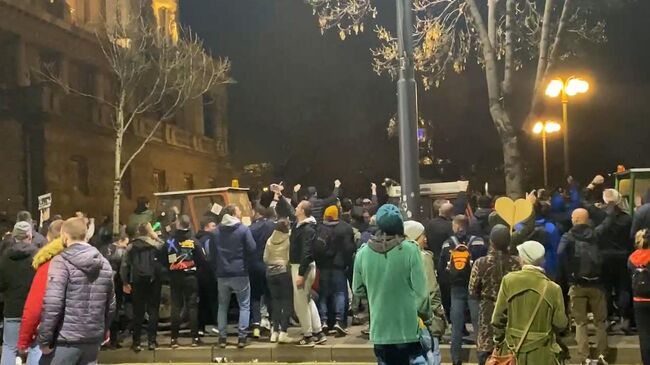 Потасовки и петарды: масштабный митинг протеста в Белграде