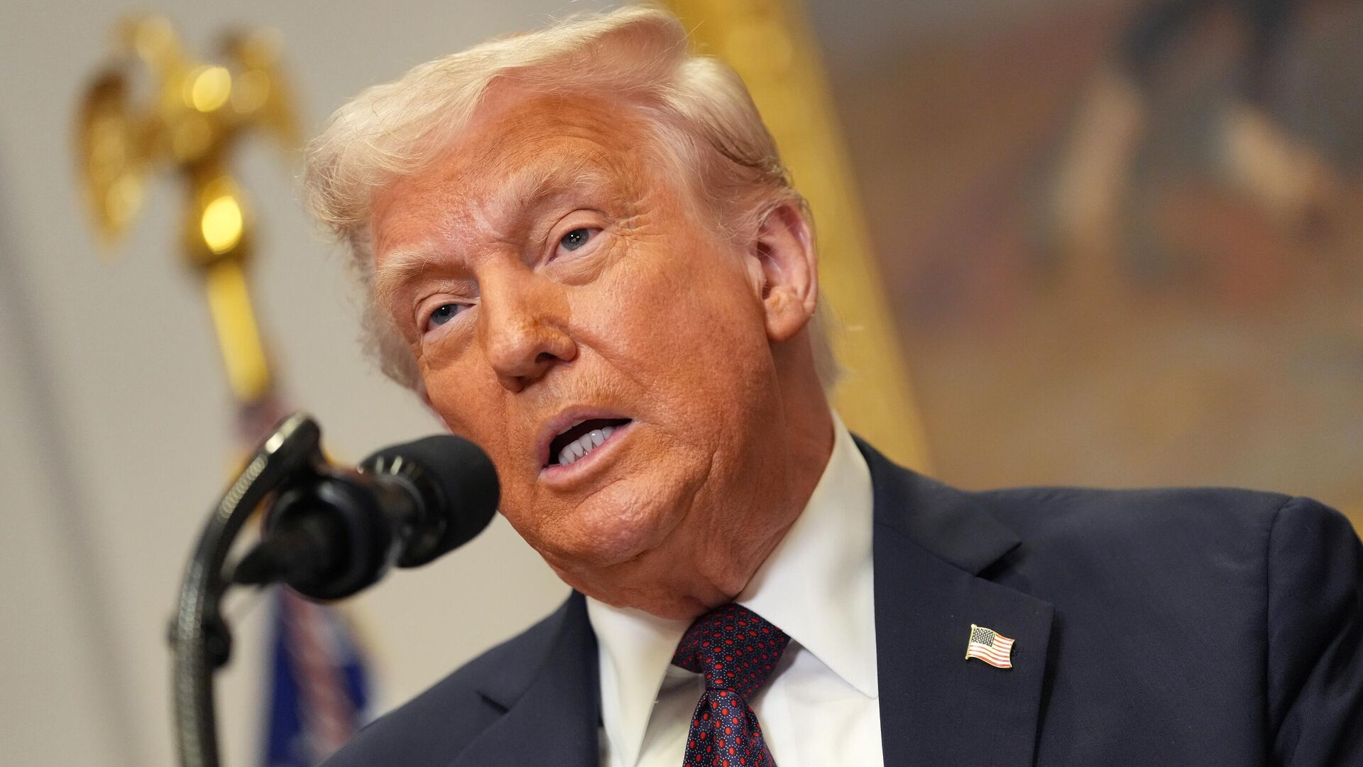 Президент США Дональд Трамп выступает в зале Рузвельта Белого дома. 24 марта 2025 - РИА Новости, 1920, 25.03.2025