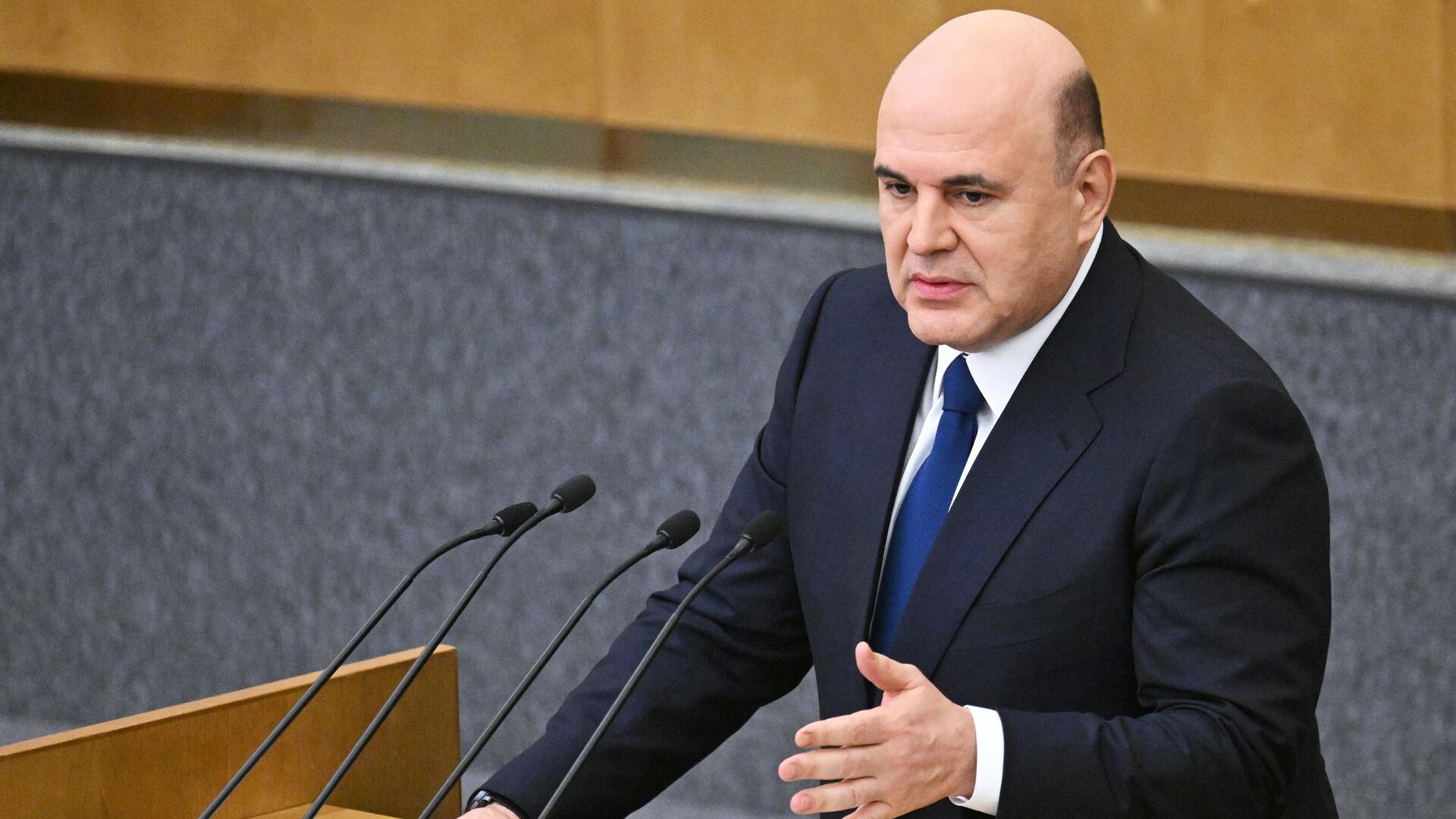 Председатель правительства РФ Михаил Мишустин выступает с ежегодным отчетом правительства РФ в Государственной Думе РФ - РИА Новости, 1920, 27.03.2025