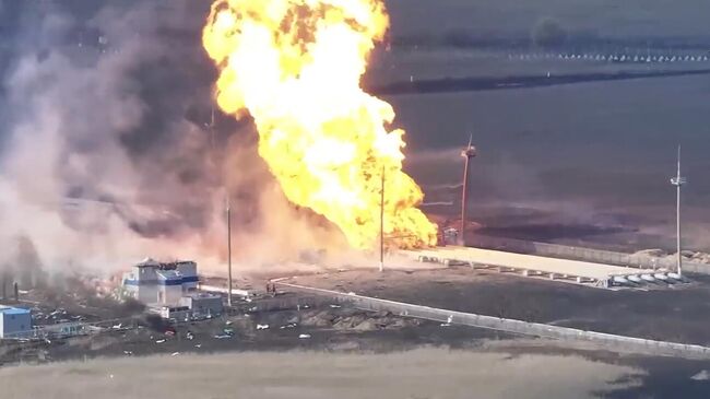 Газоизмерительная станции Суджа после удара ВСУ