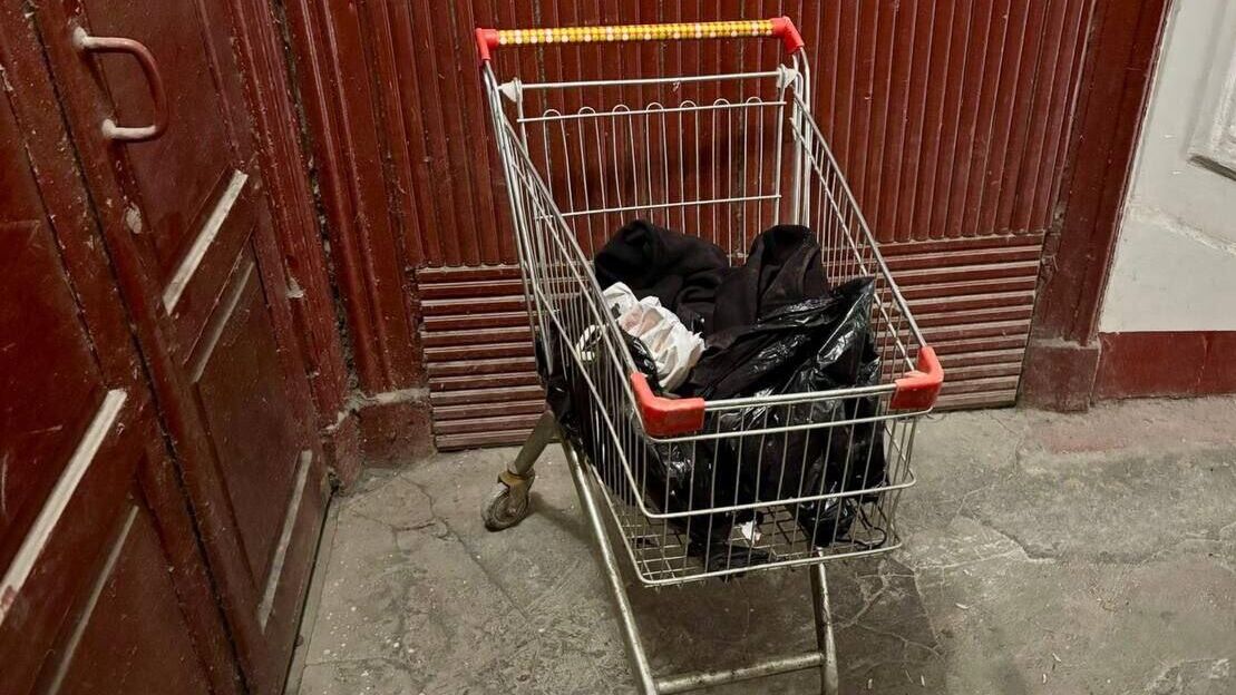 Продуктовая тележка, в которой были обнаружены фрагменты человеческого тела в Санкт-Петербурге0