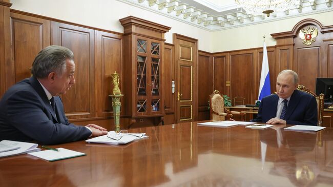 Президент Владимир Путин встретился с директором Дом.РФ Виталием Мутко