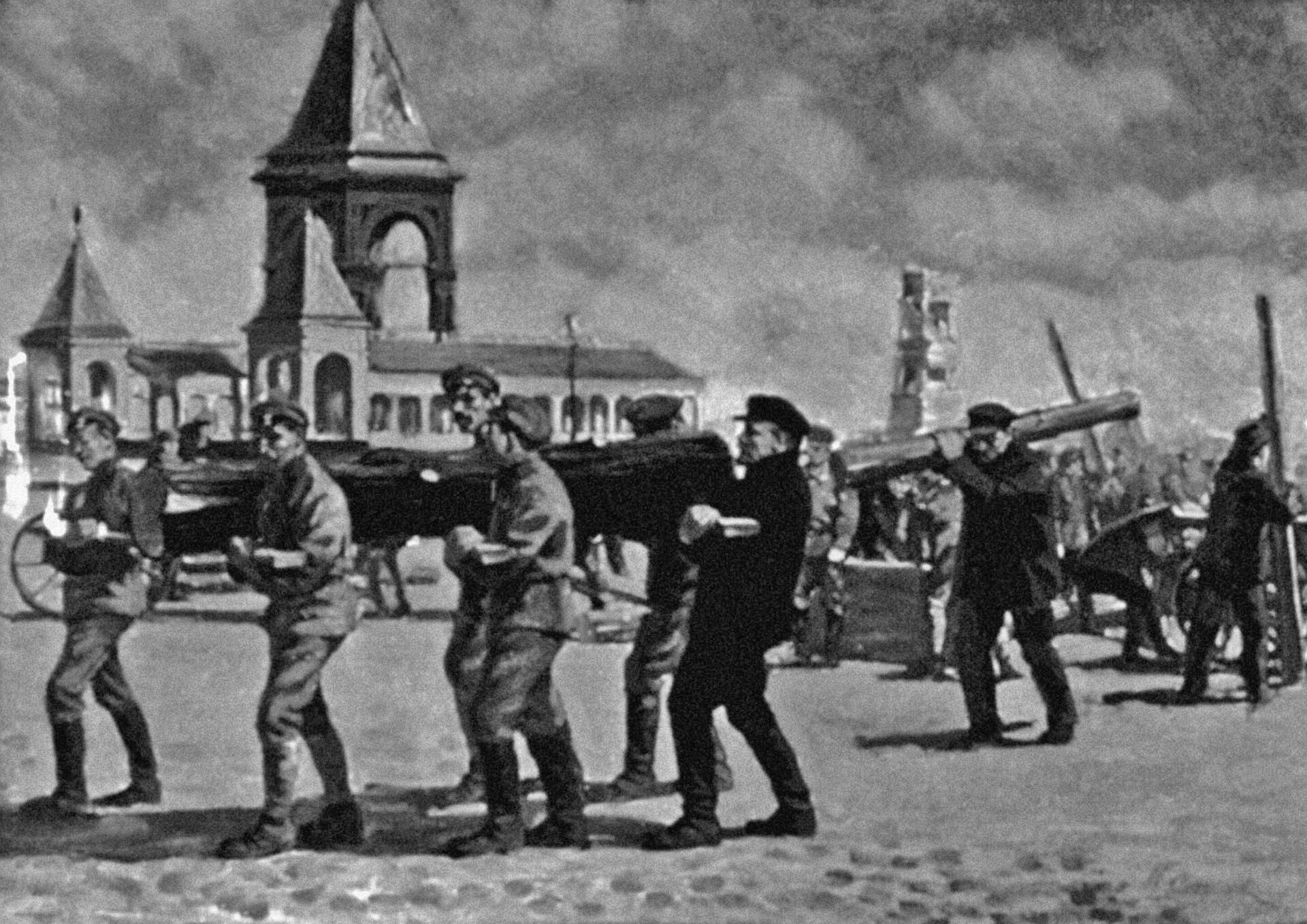 Картина художника М.Соколова В.И.Ленин на Всероссийском субботнике в Кремле 1 мая 1920 года - РИА Новости, 1920, 10.04.2025