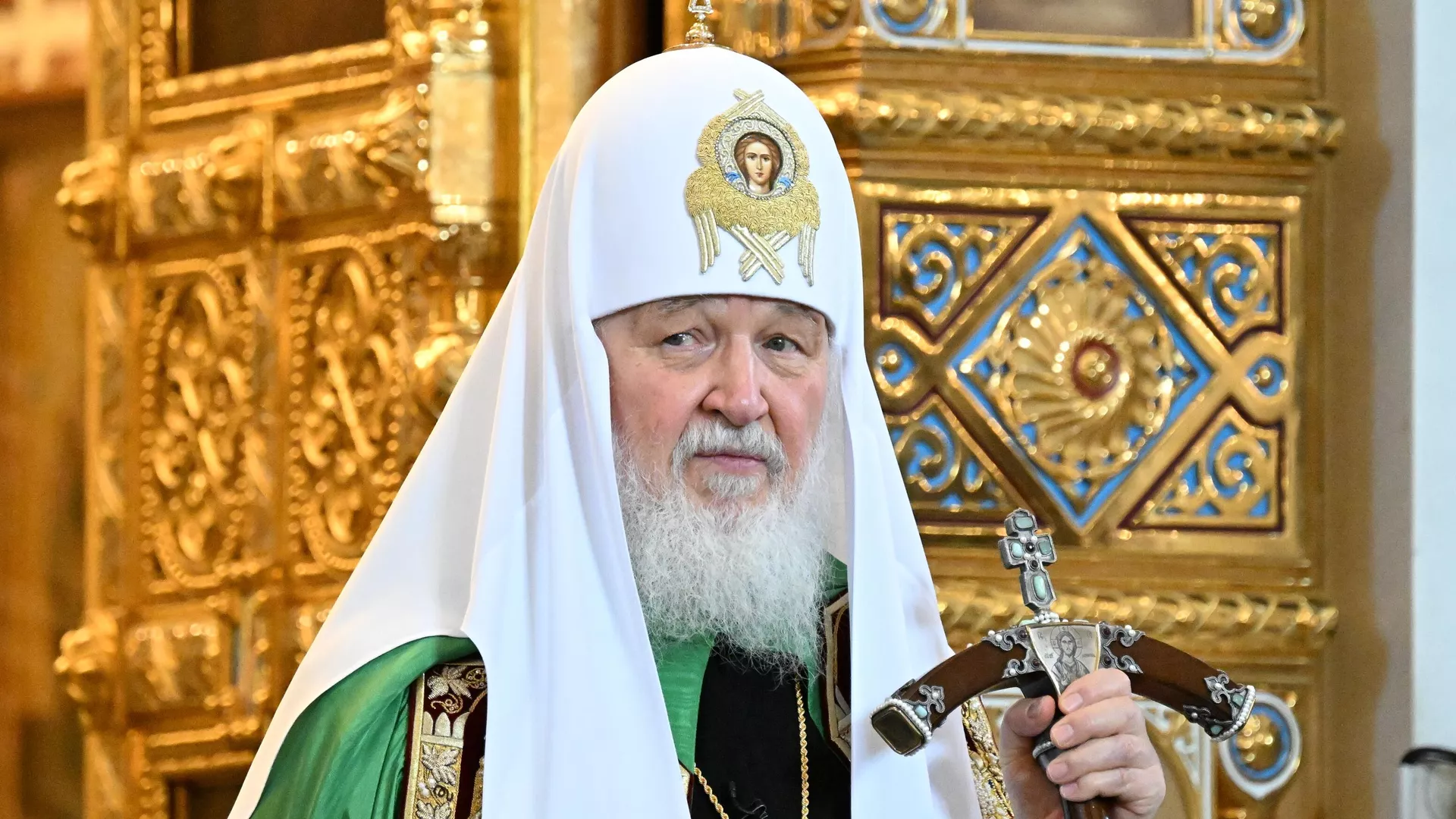Патриарх Московский и всея Руси Кирилл совершает литургию в храме Христа Спасителя в Москве в Вербное воскресенье. 13 апреля 2025 - РИА Новости, 1920, 13.04.2025