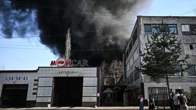 Пожар в районе подшипникового завода АПЗ-20 в Курске