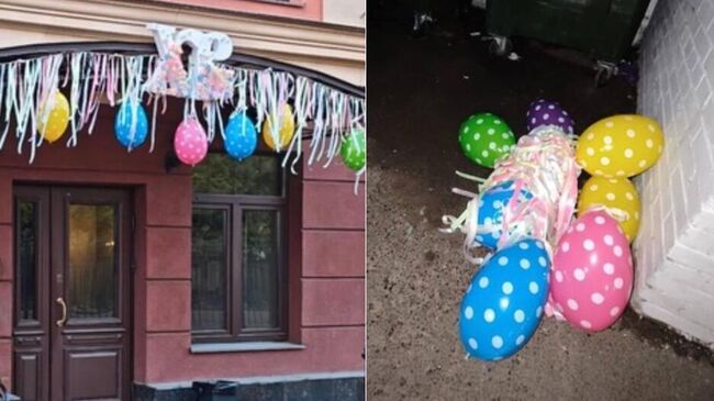 Мужчины сорвали пасхальные украшения в подъезде жилого дома в Санкт-Петербурге