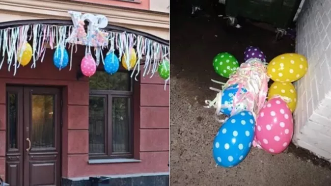 Мужчины сорвали пасхальные украшения в подъезде жилого дома в Санкт-Петербурге