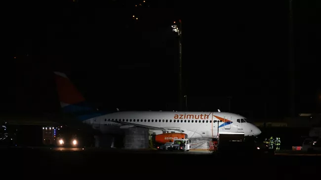 Ликвидация пожара в самолете Superjet в Анталье, Турция. 25 ноября 2024