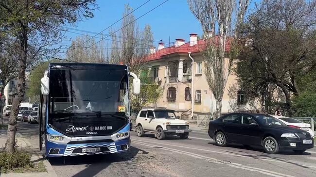 На месте ДТП с участием автобуса, перевозившего группу детей, в Севастополе