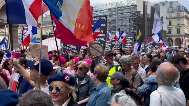 Демонстрация в Париже против вовлечения Франции в конфликт на Украине 