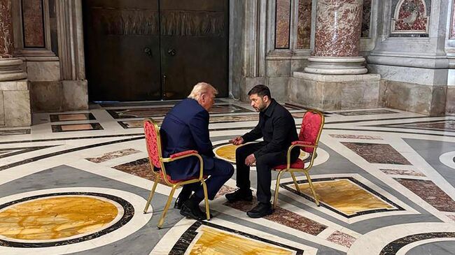 Президент США Дональд Трамп и Владимир Зеленский во время встречи в Ватикане