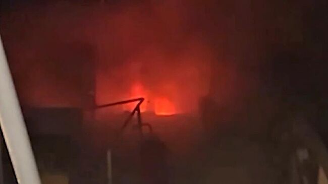 Пожар на судне из состава Флотилии свободы. Кадр видео