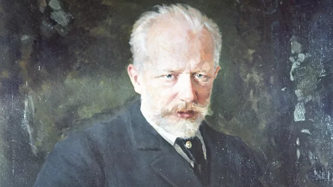 Репродукция портрета композитора Петра Чайковского (1893 год) работы художника Н. Д. Кузнецова из собрания Государственной Третьяковской галереи в Москве