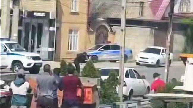 Перестрелка в Махачкале, Дагестан. Кадр видео