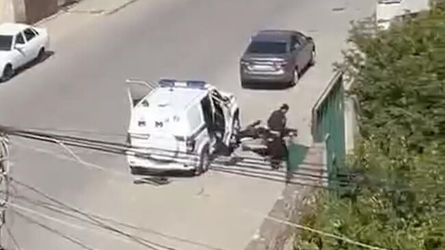 Место нападения на полицейских в Махачкале