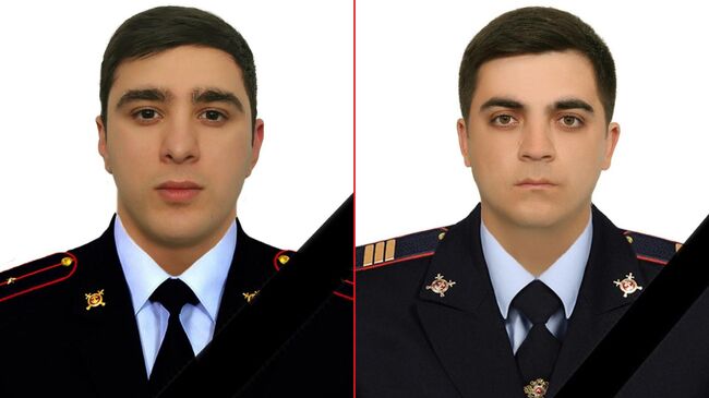 Младший лейтенант полиции Ислам Арсланбеков и сержант полиции Газибег Шахбанов, погибшие после перестрелки в Махачкале