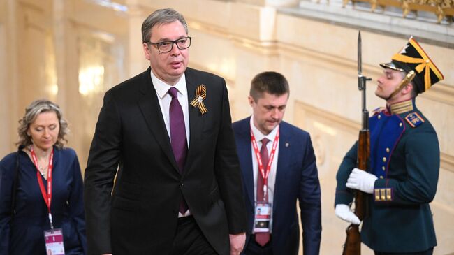 Президент Сербии Александр Вучич прибыл в Кремль на праздничный концерт для глав иностранных делегаций, приглашенных на торжества по случаю празднования 80-летия Победы в ВОВ