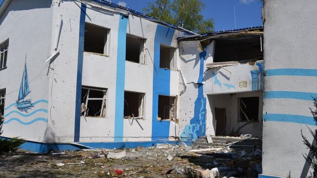 Детский сад, поврежденный в результате атаки украинского беспилотника в Старобельске