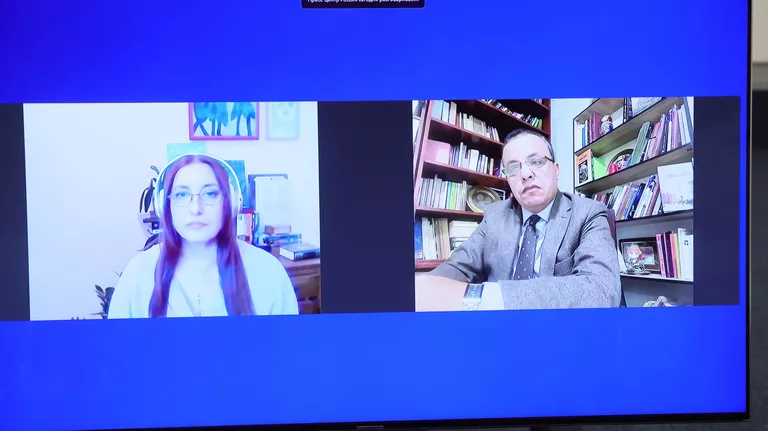 Доцент кафедры славистики Белградского университета Ана Яковлевич-Радунович (Сербия) и профессор русского языка Университета Айн-Шамс, заведующий кафедрой русского языка в Египетском университете науки и технологий Мохаммед Эльгебали (Египет) Доцент кафедры славистики Белградского университета Ана Яковлевич-Радунович (Сербия) и профессор русского языка Университета Айн-Шамс, заведующий кафедрой русского языка в Египетском университете науки и технологий Мохаммед Эльгебали (Египет)