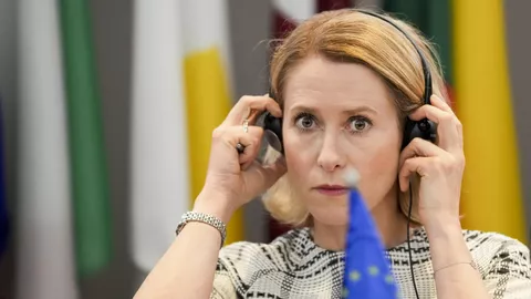 Верховный представитель ЕС по иностранным делам и безопасности Кая Каллас на пресс-конференции в Сербии
