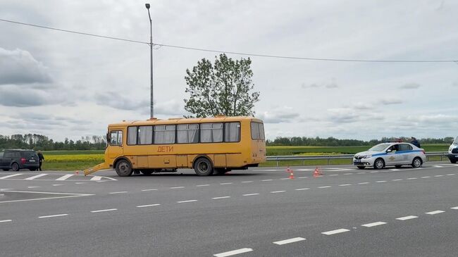 Место ДТП с участием школьного автобуса под Калининградом. 23 мая 2025