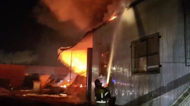 Ликвидация пожара на деревообрабатывающем предприятии в Братске