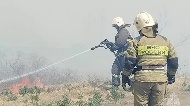 Ликвидация пожара в садовом товариществе в Приволжском районе Астраханской области