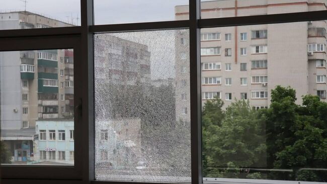 Последствия ночной атаки БПЛА со стороны ВСУ в Курске 