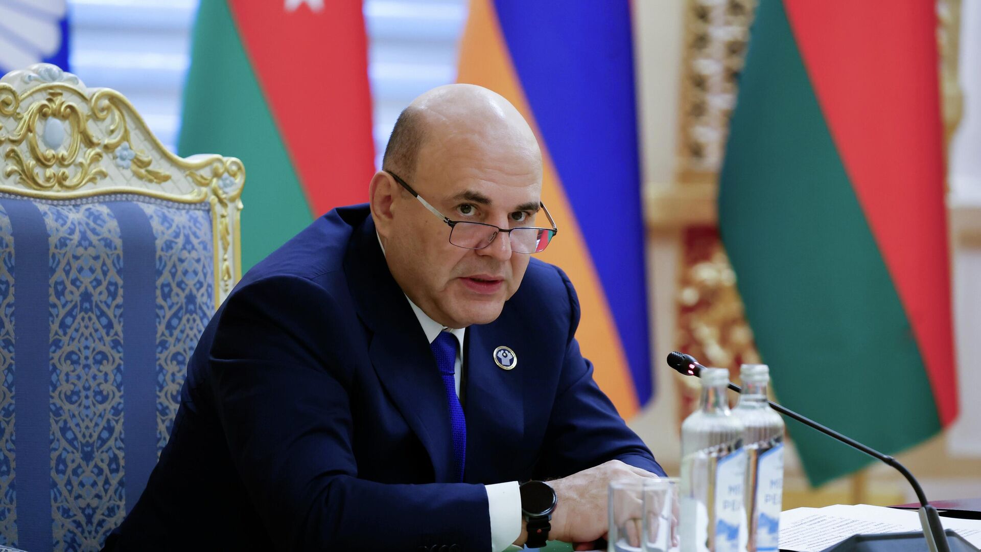 Председатель правительства РФ Михаил Мишустин на заседании Совета глав правительств Содружества Независимых Государств в Душанбе. 5 июня 2025 - РИА Новости, 1920, 05.06.2025