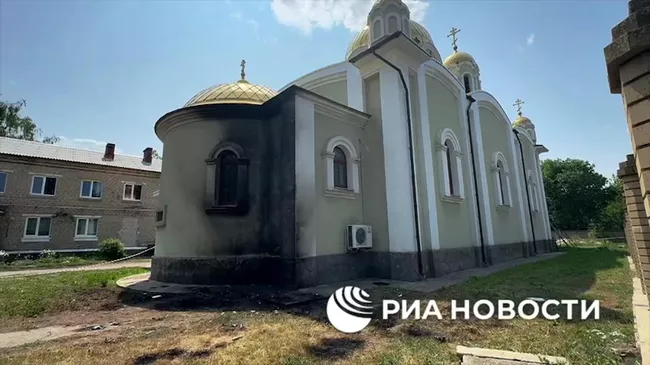 Последствия атаки ВСУ на храм преподобного Серафима Саровского в Петровском районе Донецка