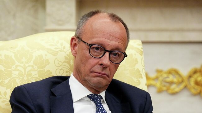 Канцлер Германии Фридрих Мерц во время встречи с Дональдом Трампом в Вашингтоне