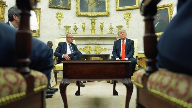 Президент США Дональд Трамп и канцлер Германии Фридрих Мерц