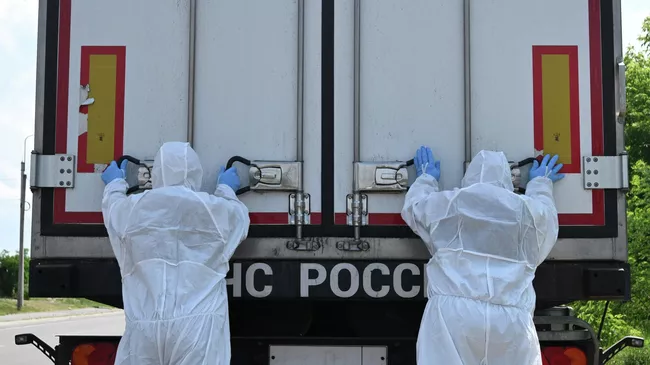 Рефрижераторы с телами погибших украинских военнослужащих в Брянской области