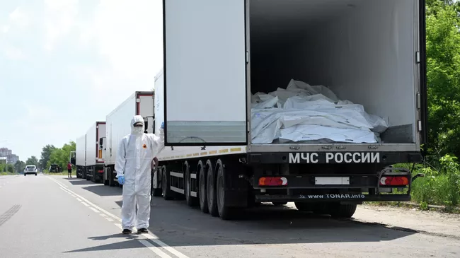 Рефрижераторы с телами погибших украинских военнослужащих в Брянской области