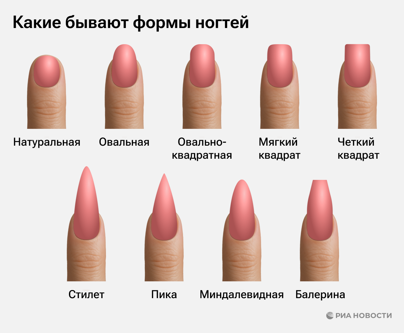 Какие бывают формы ногтей