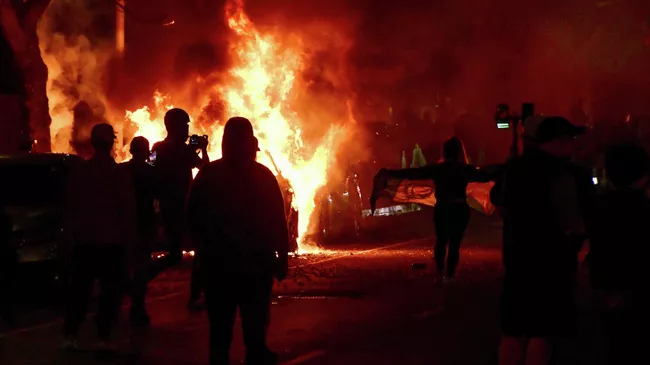 Акция протеста в Лос-Анджелесе