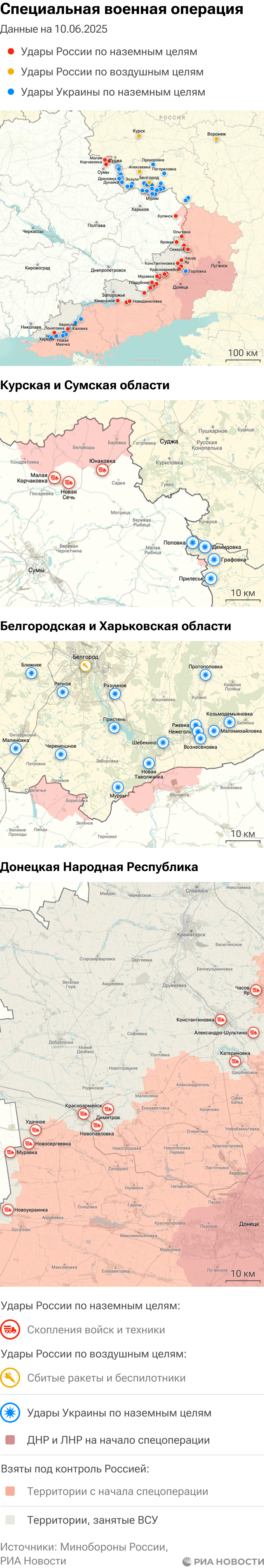 Карта спецоперации Вооруженных сил России на Украине на 10.06.2025 Карта спецоперации Вооруженных сил России на Украине на 10.06.2025
