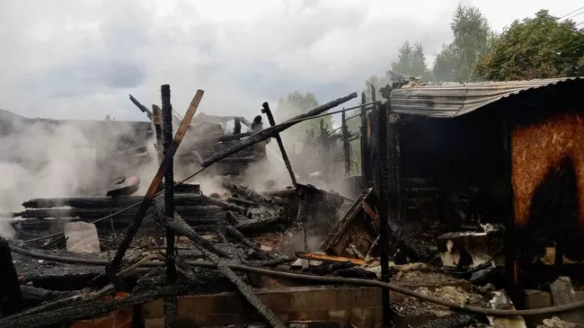 Тушение пожара в деревянном жилом доме в Орехово-Зуево