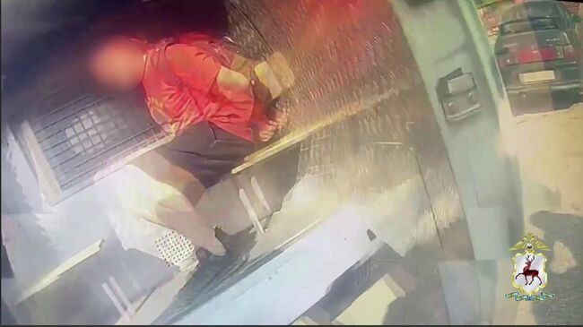 Задержание мужчины, напавшего с бензопилой на прохожего в Нижегородской области. Кадр видео