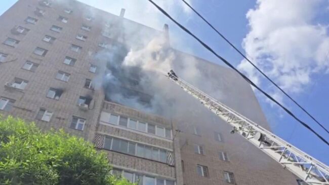 Тушение пожара в жилом доме в Подольске
