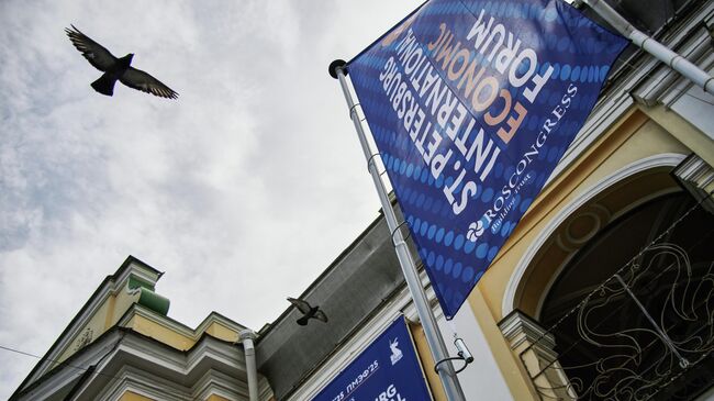 Баннеры с символикой Петербургского международного экономического форума