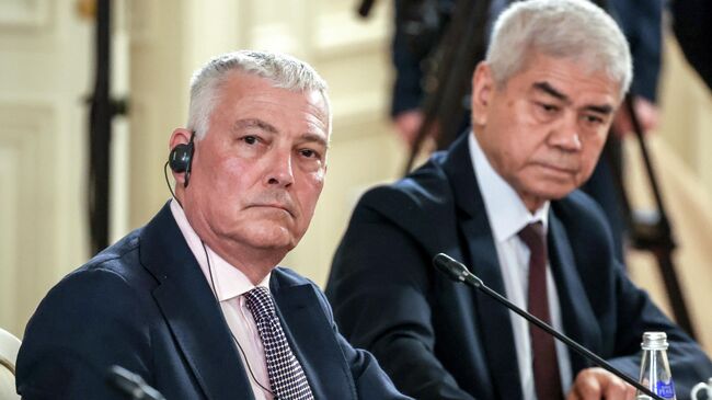 Руководитель службы новостей немецкого информационного агентства DPA Мартин Романчик на встрече президента РФ Владимира Путина с руководителями международных информационных агентств