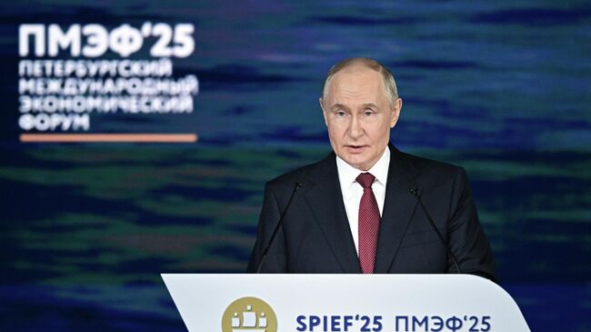 Президент РФ Владимир Путин на пленарном заседании XXVIII Петербургского международного экономического форума