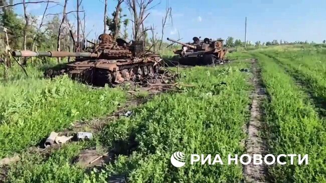 Уничтоженная бронегруппа ВСУ с советской и натовской военной техникой