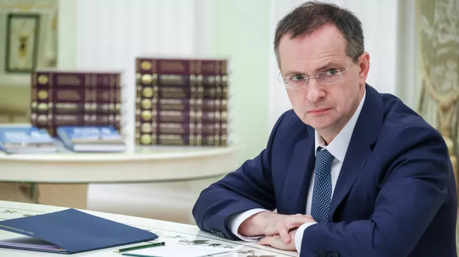 Помощник президента РФ Владимир Мединский на встрече президента РФ Владимира Путина с редакторами государственной линейки учебников истории
